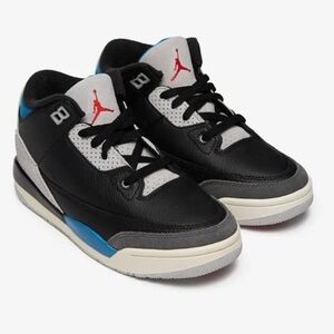 Nike Air Jordan IB8969-004 Kids Black-Blue Rare Air Sneakers Size 1Y Pre-owned